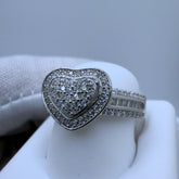 Double Hearts 925 Sterling Silver Simulated Diamond Ring